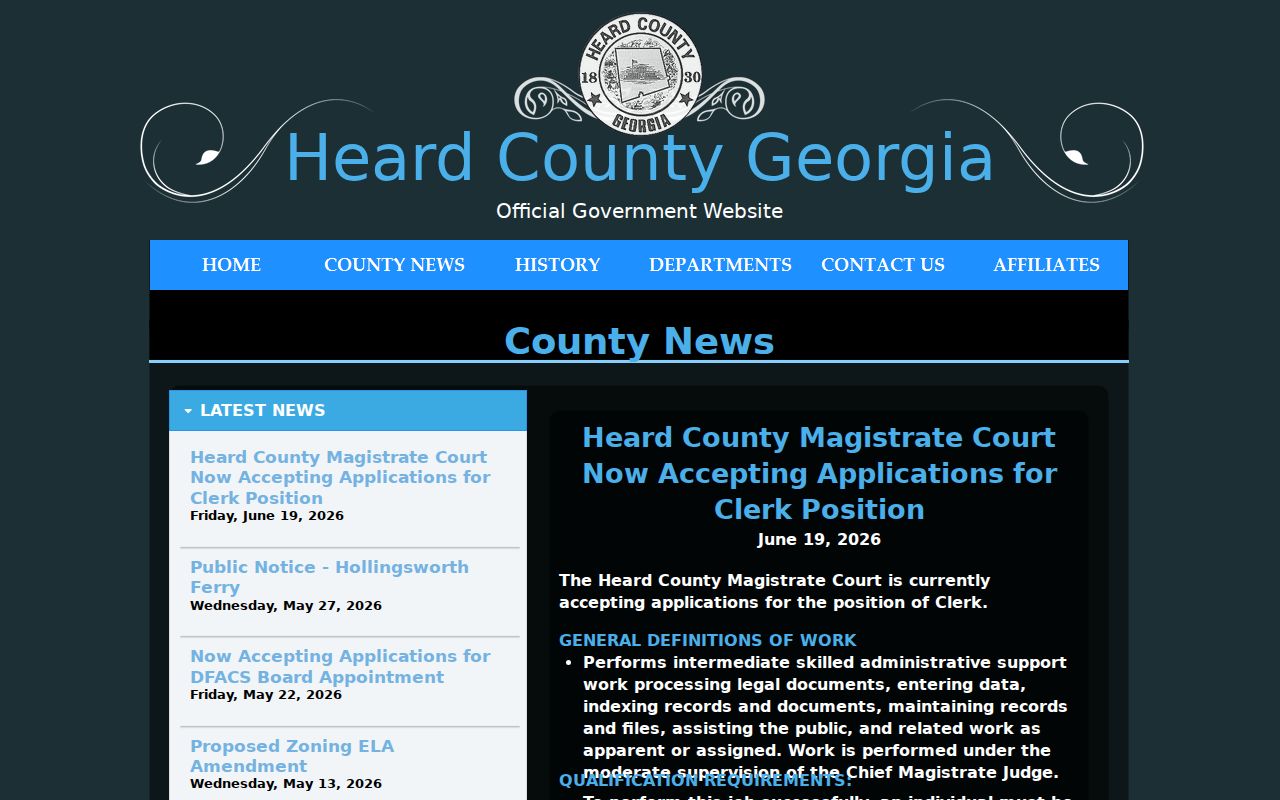 Heard County civil docket Magistrate clerk file duties