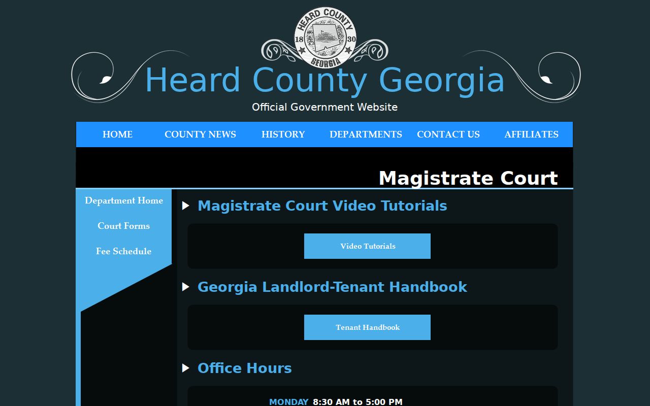 Heard County civil docket Magistrate Court access page