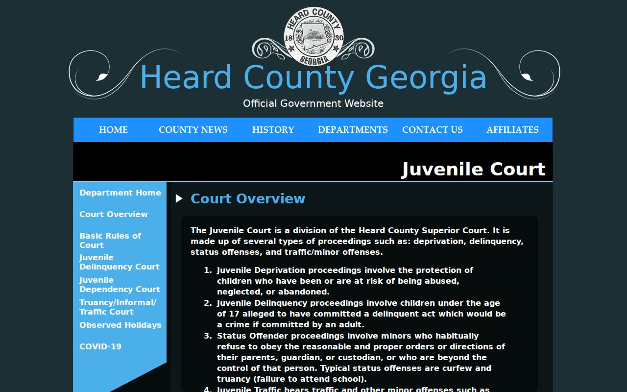 Heard County criminal docket juvenile confidentiality instructions